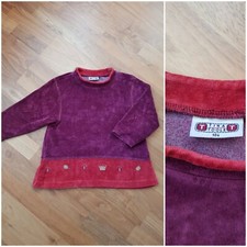 Sweatshirt Pulli  Gr. 104 weinrot / rot mit gold Applikationen kuschliger Samt