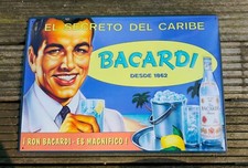 RON BACARDI Stark geprägtes Blechschild Cuba um 1985 Rum BAR Retro