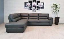 Super bequemes Graues Echtleder Ecksofa Echt Leder Sofa Couch Schlaffunktion