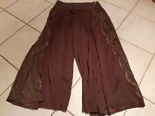 Hose weites Bein Damen, orientalisch, Pailletten, Spitze, dkl. braun, Gr. XL