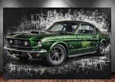 LEINWAND BILD ER XXL ABSTRAKT POP ART AUTO GRÜN MUSTANG GRAFFITI WAND POSTER 172