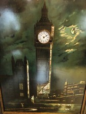 Bilder Uhr von Big Ben mit London bei Nacht ca. 1900