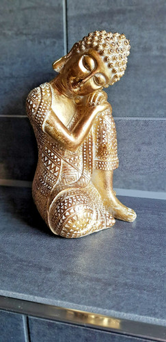 Buddha figur gold - gold/weiß, 17