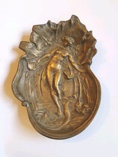 Jugendstil Schale um 1900 signiert - Bronze Visitenkartenschale Floral verziert