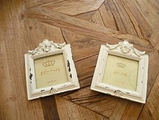 2er Set Bilderrahmen im Shabby Look für Bilder 8x8 cm bzw. 9x9 cm weiß NEU