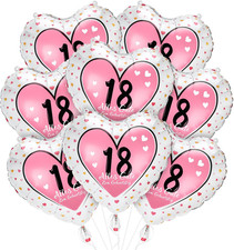 18. Geburtstag Mädchen Folienballons Set 8 Stück Herz Pink Party Deko