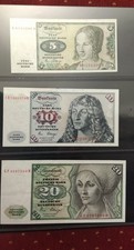 Banknoten, 3 Scheine, 5,10,20 DM Bundesrepublik Deutschland