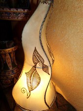 Orientalische Stehlampe Hennalampe Lederleuchte Farbe Natur 60cm