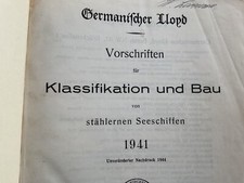 Buch Germanischer Lloyd Klassifikation Bau See Schiffen 1941 / 1944 Kriegsmarine