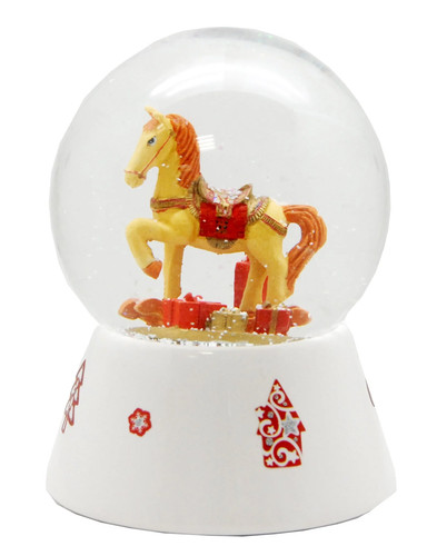 Schneekugel schaukelpferd rot - schneekugel,