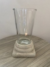 Glas Deko Windlicht Laterne Keramik Sockel Shabby Impressionen Mediterran Garten