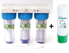 10" 3-Stufen Wasserfilter System Hauswasser Zisterne Brunnen 3/4" + Eisenfilter