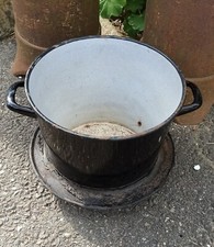 Emaille Topf alt schwarz   Bepflanzungstopf  Blumenkübel Vintage dekorativ klein