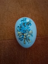 Porzellan Deckeldosen Ei, Ostern Vergissmeinnicht, Goldrand,