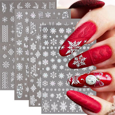 4 Blatt Nagelsticker Weihnachten Schneeflocken Selbstklebend Nagelaufkleber 70st