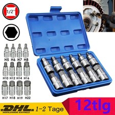 12tlg 1/2" Steckschlüssel Nuss Satz Stecknuss Stahl für Inbus Schrauben 5-22mm