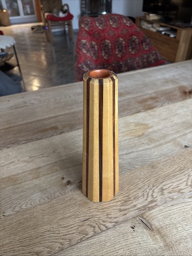 Holz vase vintage gestreift - holz,