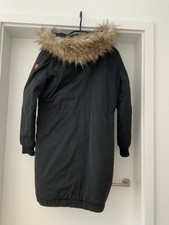 Tom Tailor Jacke Parka Schwarz Gr. M Kapuze - Abnehmbares Fell Gepflegt Gesteppt