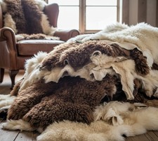 5x Naturfelle im Set – Schaffell, Ziegenfell & Kaninchenfell – B-Ware – Deko