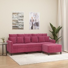 3-Sitzer-Sofa mit Hocker Samt Liegesofa Polstersofa Sessel Loungesofa TV Sofa