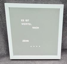 Wortuhr-Uhr mit Wortanzeige- Rahmen weiß - Wörteruhr- Standuhr-Wanduhr-wordclock