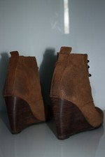 MANGO Ankle Boots Wildleder Stiefeletten Gr. 38 Leder/ Keilabsatz/ Wedge