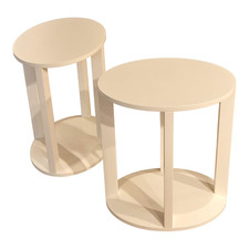 Treca Interiors 2er-Set Nachttisch Daphne Oval Lack Matt Weiß