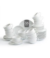36-tlg Kaffeeservice Kaffeegeschirr Geschirrset Rund 12 Personen Porzellan Weiß