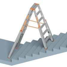 Layher Aluminium Stufen-Treppenstehleiter 1062 Treppenhausleiter TRBS 2121-2