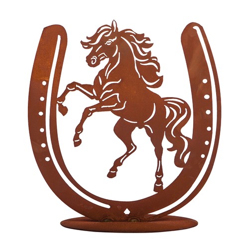 Hufeisen mit pferd aus metall - hufeisen,