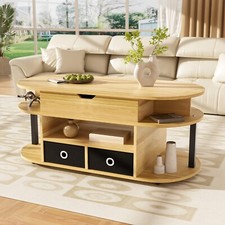 Top heben Moderner Couchtisch Holzmaserung 2 Schublade  Verstellbar Sofatisch DE