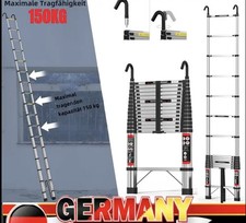 Teleskopleiter Leiter Ausziehbar 4,4m Meter Edelstahl 150kg Klappbar Hacken