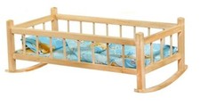 Puppenwiege Puppenwippe Groß Puppenmöbel Holz mit Bettwäsche Puppenbett 58 cm TU