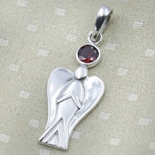 Granat Anhänger Engel Echt Silber 925  Amulett Schutzengel 5g Groß