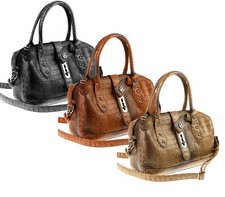 Italy Damen BOWLING Bag Hand-Tasche Schultertasche Henkeltasche kunst-Leder hobo