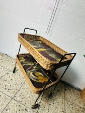 antiker Hübscher Teewagen Vintage Rattan String 1950 60er  Wagen Tisch  Tablet