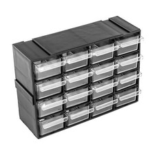 16 transparente Schubladen