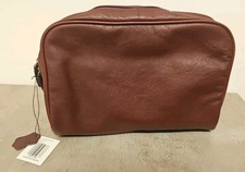 Damen / Herren Kosmetiktasche bordeaux rot Leder Kulturtasche Kulturbeutel NEU