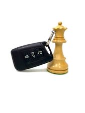 ROOGU Schlüsselanhänger echte Schachfigur Ring Auto Dame Holz Indien Handmade