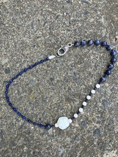 Verkaufe Halskette Handarbeit Aus Lazuritstein mit Perlen )) Versand mgl