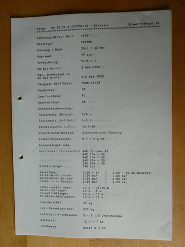 Vespa technische daten - ,