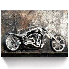 Leinwand Bild Chopper Motorrad Oldtimer Wandbilder XXL Wohnzimmer Modern 1009