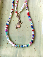 Handarbeit! Perlenkette, Kette, Rocailles, Bunt, Hippie, Boho, Gypsy, Anker Herz
