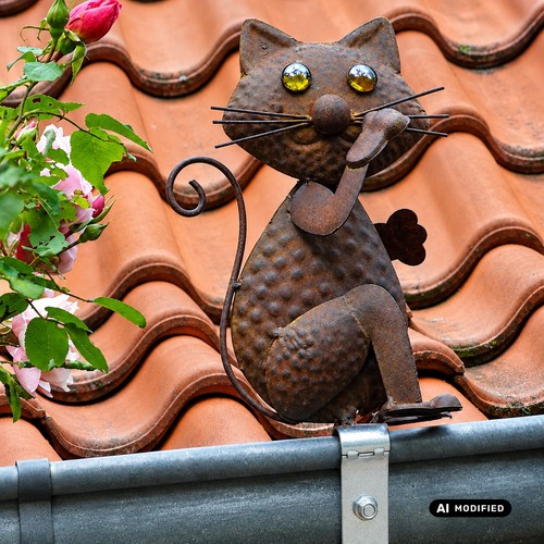 Dachrinnenfigur katze filou - dachrinnenfigur, "katze