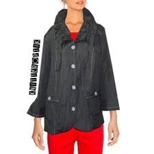 Knitteroptik Lagenlook Federleichte Jacke Bolero Raffbarer Kragen NEU Gr.44