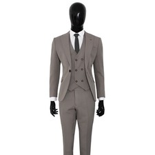 Slim Fit Herrenanzug in Grau mit Weste- Hochzeit-Bühne-Anzug-Sakko