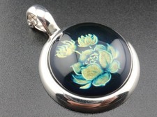 GJ69 * SILBERZEIT ANHÄNGER BERNSTEIN (beh) "BLUMEN" RUND- 7,38ct KARIBIK 925er