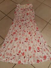 Kleid ärmellos Damen, midi, Blumen/Tulpen, weiß/pink/rosa, Gr. 36/38