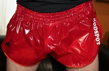 RODSPOT red Sprinter Shorts Spiegelglanz Lack very shiny Nylon Shorts highcut