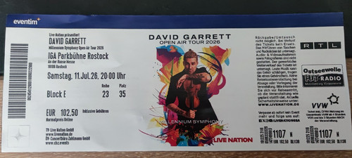 Konzert tickets rostock - rostock,, david